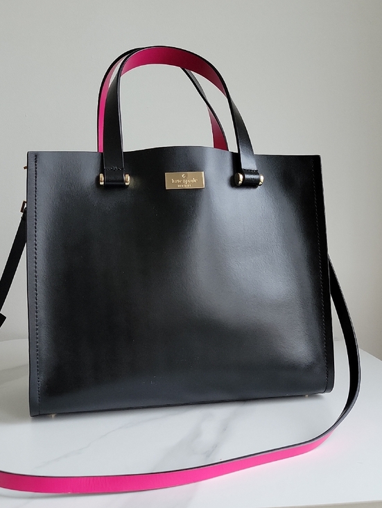 kate spade Handbags - kate spade Black Leather Tote with Pink Accents